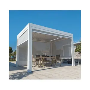 Motorised Pool Aluminum Louvre Sun Pergola Outdoor Patio Backyard Deck Build Louver Pergola with LED light