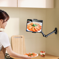 Support mural pour tablette Jopree X75 en alliage d'aluminium sans perçage, rotatif à 360° pour la cuisine et le bureau, support gain de place