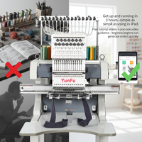 Machine à broder informatisée à tête unique et 15 aiguilles pour la production de logos sur casquettes, chapeaux, t-shirts et vêtements professionnels