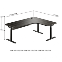 Bureau debout électrique réglable en hauteur en forme de L, à trois sections, disponible en plusieurs couleurs, adapté aux bureaux et aux salles d'étude
