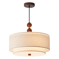 Lustre LED Japandi en bois, suspension en tissu superposé, luminaire de plafond rétro moderne et organique pour salon