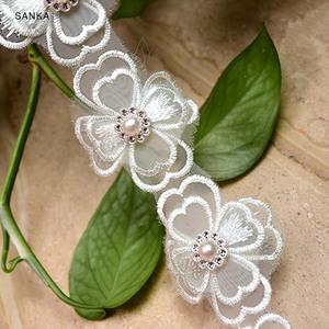 Accessoires <span class=keywords><strong>de</strong></span> vêtement à bricoler soi-même Tissu élégant en organza, broderie, couvre-chef, fabrication <span class=keywords><strong>de</strong></span> robes, grande perle, dentelle, strass - Product Image 5