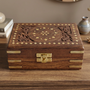 Cofre Decorativo de Madera Sheesham Diseñado con Artesanía para Joyas, Adornos y Accesorios, Elegante para la Habitación - Product Image 1