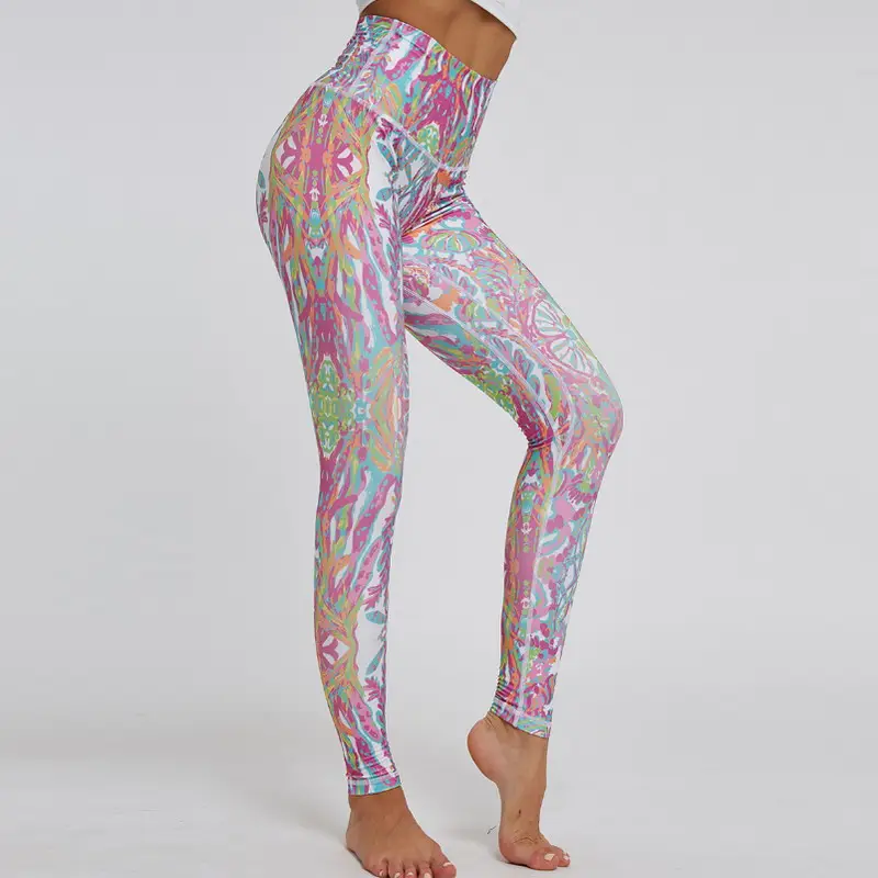 2020 moda yüksek bel kalça ekleme fantezi özel baskı Yoga pantolon kadın fabrikası dijital baskı tayt