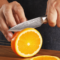 Hot Selling Damascus Patroon Rvs 3.5 Inch Keukenmes Fruit En Groente Snijden Pakka Hout Mes