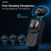 Caméra d'action numérique sportive WiFi avec suivi automatique du visage, mini caméra ultra HD 5K de la taille d'un pouce avec objectif rotatif à 270 degrés pour Vlog