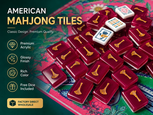 Juego de Mahjong Americano Premium de 160 Fichas, Diseño Lucky Line Plum, Fichas de Acrílico de Lujo con Reverso de Hoja de Ginkgo Dorada - Product Image 2