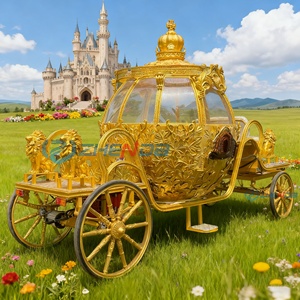 Carruaje Eléctrico Dorado de Fábrica, Carruaje de 4 Ruedas para Turismo, Bodas y Recorridos con Calabazas, Estilo Carruaje de Caballos - Product Image 1