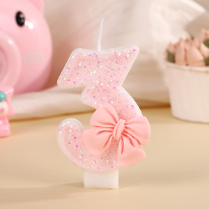 Lindas Velas <span class=keywords><strong>de</strong></span> Cera <span class=keywords><strong>de</strong></span> Parafina con Forma <span class=keywords><strong>de</strong></span> Número <span class=keywords><strong>de</strong></span> Princesa con Lazo Rosa para Pastel <span class=keywords><strong>de</strong></span> <span class=keywords><strong>Cumpleaños</strong></span> Infantil, con Diseño Ecológico Hecho a Mano - Product Image 1