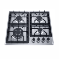 Kompor Gas Tanam 4 Tungku Berkualitas Tinggi dari Baja Anti Karat Hitam dengan Daya Baterai/Listrik Peralatan Dapur OEM