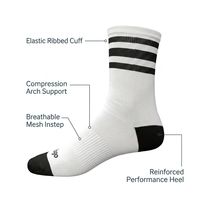 Chaussettes de sport respirantes à compression avec logo personnalisé, antidérapantes, en gel de silicone, blanches, à trois bandes