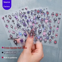 Nouveaux autocollants pour ongles en gel souple 5D personnalisables, style gothique d'inspiration française, rose rouge sang, en relief, pour Halloween