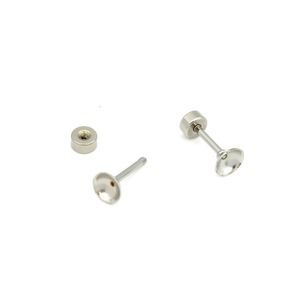 Clous d'oreilles en acier inoxydable avec fermoirs à vis et coupelles à griffes pour la fabrication de boucles d'oreilles, formes variées, couleur acier - Product Image 4