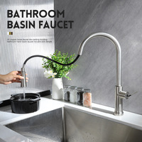 Robinet de cuisine moderne en acier inoxydable 304 brossé sur mesure avec douchette extractible, à poser sur comptoir, avec cartouche céramique