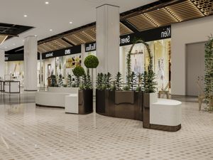 Trang trí chậu hoa lớn trong trung tâm mua sắm phân hình chữ S với lọ hoa trung tâm mua sắm ghế - Product Image 2