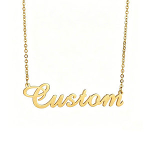 Collar de Oro de 18K, Acero Inoxidable 316L, Placa con Nombre Personalizada, Collar con Letra Personalizada para Hombre y Mujer - Product Image 3