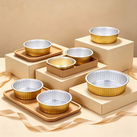 Barquette alimentaire jetable ronde dorée en aluminium et plastique PP, de qualité alimentaire, résistante au four, pour boulangerie