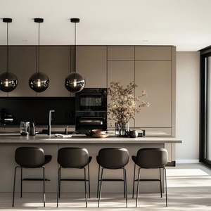 Cuisine moderne sur mesure, luxe léger, intégration cuisinière en acier inoxydable, design mural complet, structure en MDF, verre PVC, maison - Product Image 1