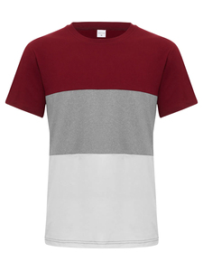 Summer Men Breathable Three Color-Blocking Casual Daily Undershirt Round neck Short Sleeve T-Shirt - Product Image 5