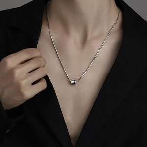 Collier <span class=keywords><strong>de</strong></span> <span class=keywords><strong>la</strong></span> <span class=keywords><strong>Vérité</strong></span> des Six Mots Coloré pour Hommes et Femmes, Style Chinois Chic, Tendance, Plaqué Argent, Pendentif Perles Chaîne Cœur Bambou - Product Image 4