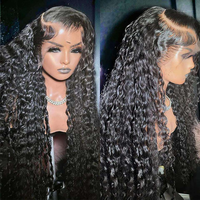 Productos de Belleza para el Cabello, Pelucas de Cabello Humano Virgen con Ondas al Agua, Peluca Frontal de Encaje sin Pegamento 13x4 HD Transparente para Mujer