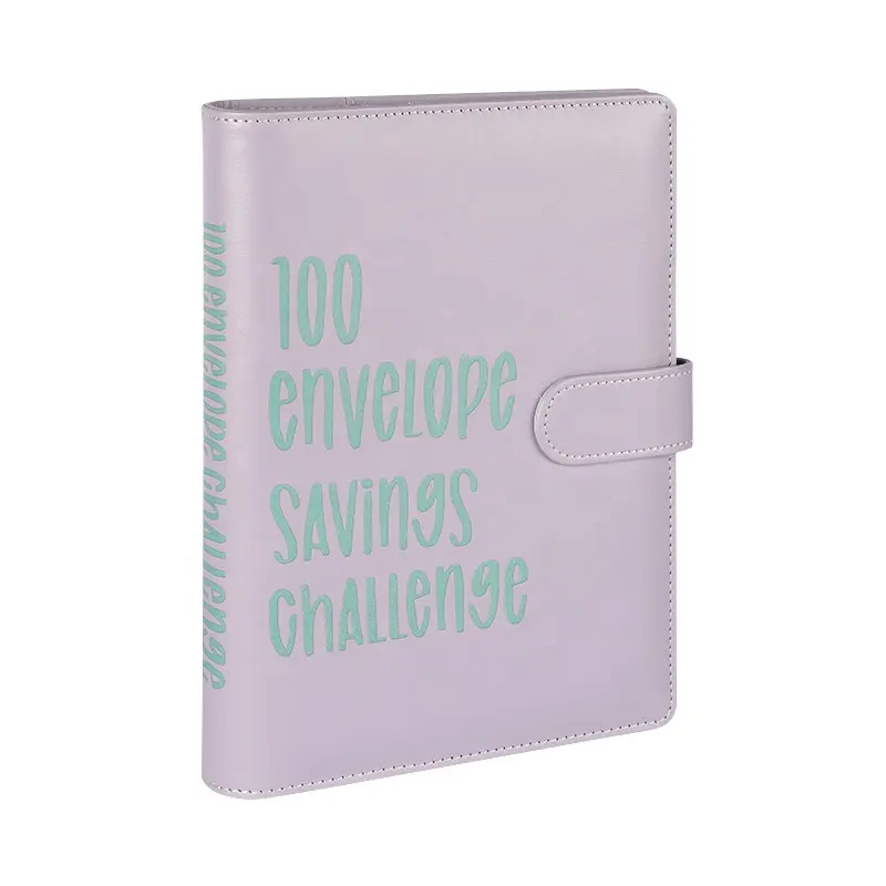 Buku 100 hari kulit Pu Logo kustom tantangan celengan uang penjilid uang notebook tantangan hemat uang untuk uang tunai
