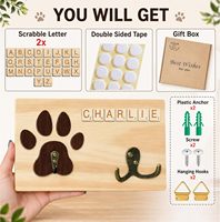 Décoration d'intérieur, Cadeaux pour animaux de compagnie, Porte-laisse mural en bois pour l'entrée, Porte-clés, Organisateur de colliers pour chiens avec lettres Scrabble