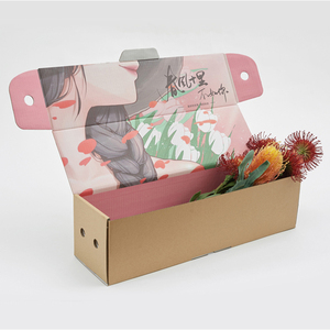 High Quality Printed Logo Custom Cardboard Corrugated Flower Paper Box Gift Box For Flowers