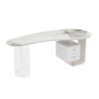 Bureau minimaliste moderne en fer style crème avec tiroir, anti-taches, pour ordinateur et écriture, idéal pour le bureau et les salons de beauté