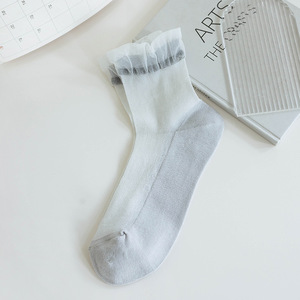 Mùa Hè Thoáng Khí Ren Ruffle Sheer Vớ Phụ Nữ Vớ Trong Suốt Pha Lê Mỏng Vớ Lụa - Product Image 3