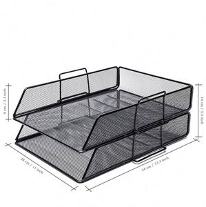 Metal 2pcs Stackable Letter Trays Paper Sorter/Desk <b>File</b> Tray/Desk <b>Organizer</b> - Product Image 3