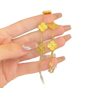 Mini 12mm Five-Flower Lucky Four-<b>Leaf</b> Clover Bracelet for Women, Adjustable, Versatile Jewelry, <b>Light</b> Luxury, High-End Style, - Product Image 5