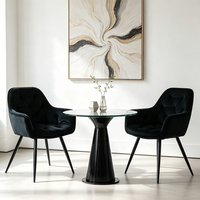 Fauteuil capitonné en velours tufté de Chine avec pieds en métal noir pour salon, chambre ou café