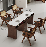 Ensemble table et chaise pour manucure, en bois massif avec aspirateur, table à ongles en noyer pour une ou deux personnes, style rétro