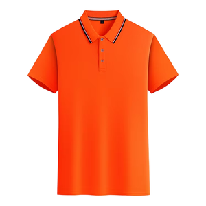 เสื้อโปโลผู้ชายสีส้ม แขนสั้น ผ้าปิเก้ สีพื้น ลำลอง ทรงปกติ - Product Image 3