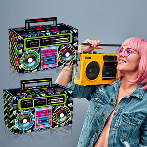 Huancai 80s Novelty <strong>Boom</strong> Favor Box Retro Radio Cassette Candy Treat Boxes Paper Gift Cake Goodies Box for Hip Hop Party Supplies - Product Image 6