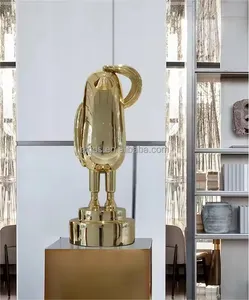 Großhandel Materialien individuelle silber gold chrom abstrakte Perücke Mannekühnchen Kopfkappe Puppenstatue Wohnzimmer-Dekoration