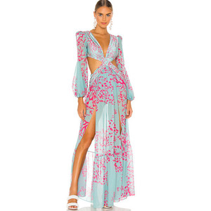 Abito Lungo Estivo <span class=keywords><strong>Taglie</strong></span> <span class=keywords><strong>Forti</strong></span> <span class=keywords><strong>in</strong></span> Chiffon con Volant, Vestito Sexy con Schiena Scoperta, Elegante Top Corto Casual Boho per Donna - Product Image 1