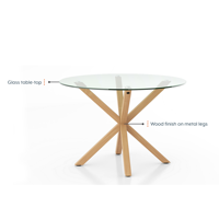 Ensemble de table de salle à manger durable à 4 chaises, pieds en bois classiques modernes, ensemble de table à manger en verre à 4 places