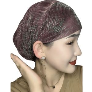 High-quality fashionable women's Muslim headscarf <b>hat</b>, made of eco-friendly breathable mesh material, with a solid color beaded - Product Image 4