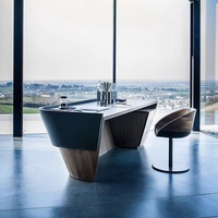 Meubles de bureau minimalistes italiens ML, bureau d'ordinateur en bois, table incurvée de luxe, origine Chine Guangxi, pour appartement
