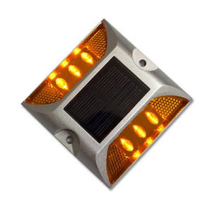 Aluminio 20 toneladas impermeable capacidad de carga alimentada luz intermitente marcador permanente <span class=keywords><strong>Reflector</strong></span> Led amarillo ojo de gato Solar <span class=keywords><strong>Road</strong></span> Stud - Product Image 1