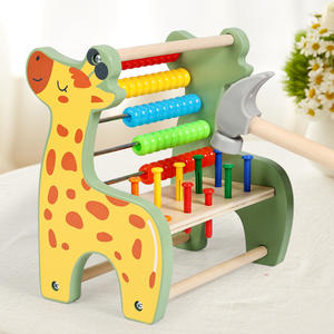 Ábaco de Jirafa de Madera para Niños, Juguete Educativo de Aprendizaje, Cuentas de Colores Arcoíris, Banco de Conteo con Martillo, Juguete Matemático para Niños - Product Image 2
