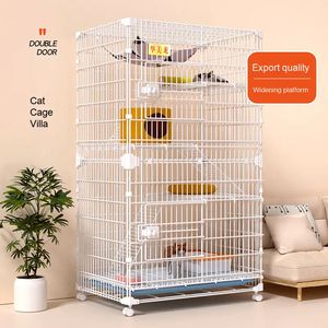 Ağır büyük katlanabilir Metal kedi yavru gelincik kafes 360 döner tekerlekler muhafaza ile evcil hayvan oyun parkı rampa merdivenler hamak - Product Image 5