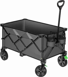 Utility Cart Camping Cart Outdoor Camp Field Hand Push Foldable Picnic Cart Pull Rod Small Trailer