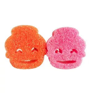 Multicolor Compressed Cellulose Sponge Pad Smiley Face Kitchen Dish Washing Cleaning Sponge