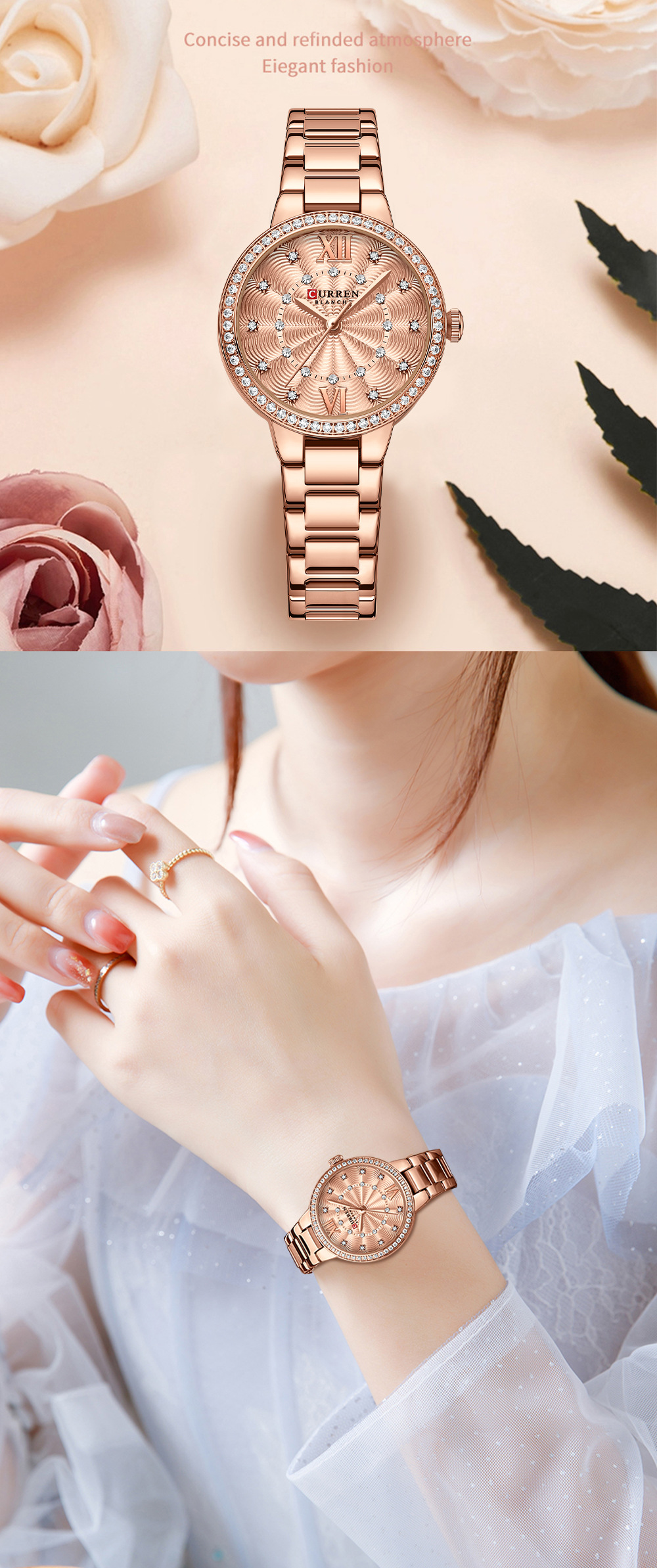 CURREN — montre-Bracelet en acier inoxydable pour femmes, marque de luxe, Bracelet classique décontracté, horloge, 9085