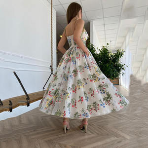 Dq153 3D-Blumen Spaghetti-Träger A-Linie Verlobungs-Hochzeitskleid Geburtstagsparty-Kleid für Übergrößen Damen Abendkleider - Product Image 3