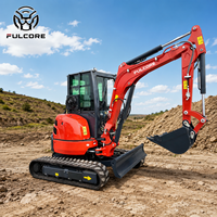 Mini-excavatrice FULCORE de qualité supérieure, machine d'excavation polyvalente pour projets de drainage avec cabine