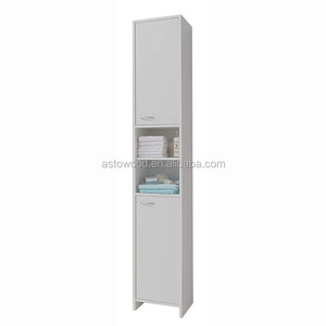 White Bathroom Cabinet Tall Unit Free Standing Storage <strong>Shelves</strong> Bath Furniture <strong>UK</strong> - Product Image 6